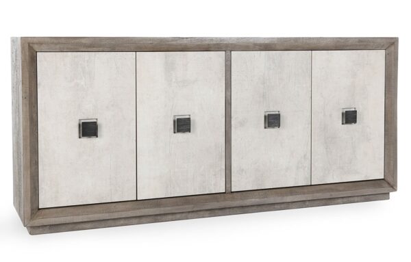 Large oak wood and concrete laminate media console