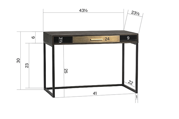 Small black desk with one drawer meaurements