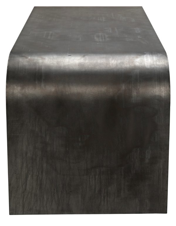 zinc grey console table side view