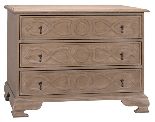 carved wood 3 drawer dresser