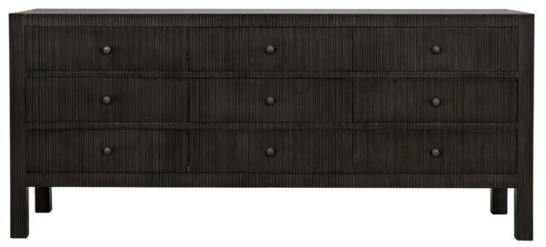 dark wood 9 drawer dresser front view