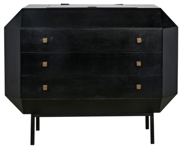 black 3 drawer wood dresser