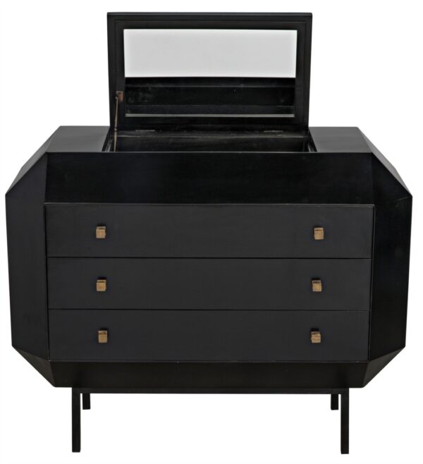 black wood dresser with open top