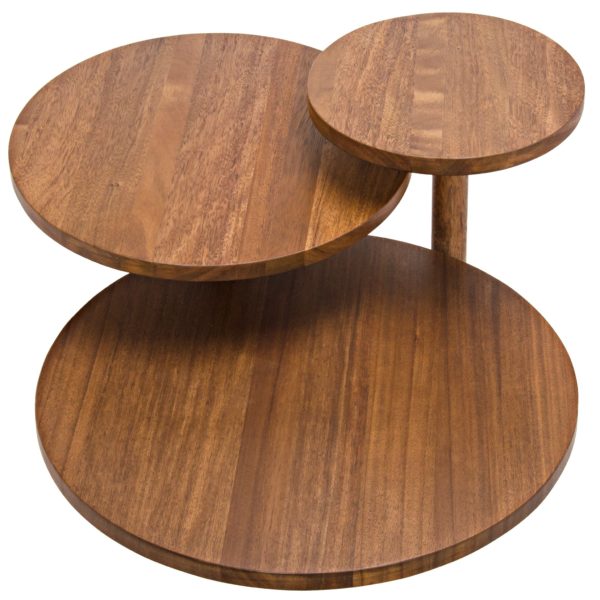 wood circular coffee table top view