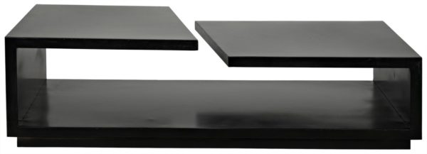 rectangular black wood coffee table
