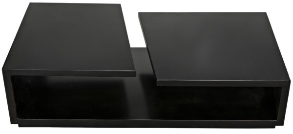 rectangular black wood coffee table top view