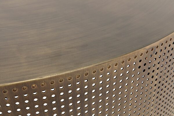 Dixon Round Coffee Table Steel with Aged Brass Finish side detail