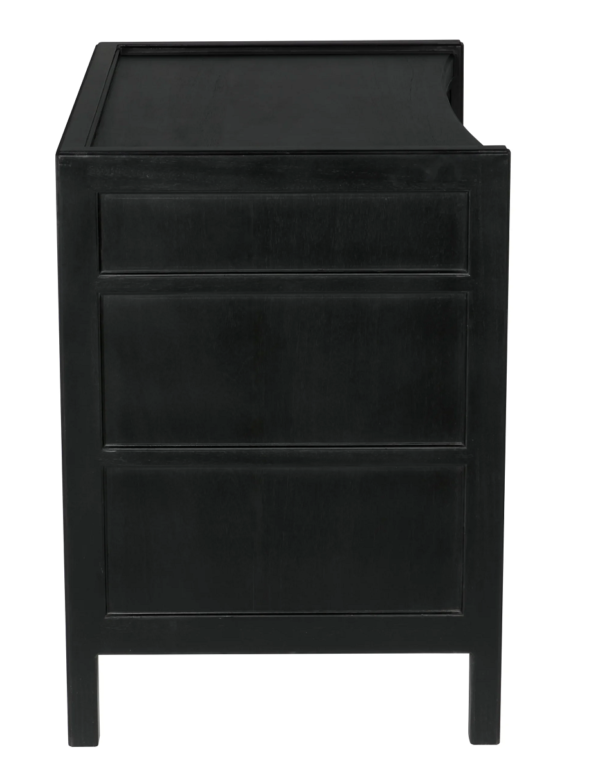Small black dresser with 3 drawers by Noir Trading, profile