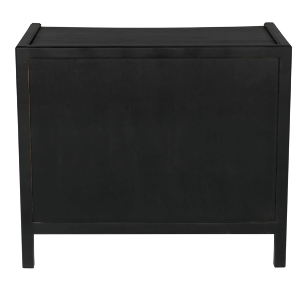 Small black dresser with 3 drawers by Noir Trading, back