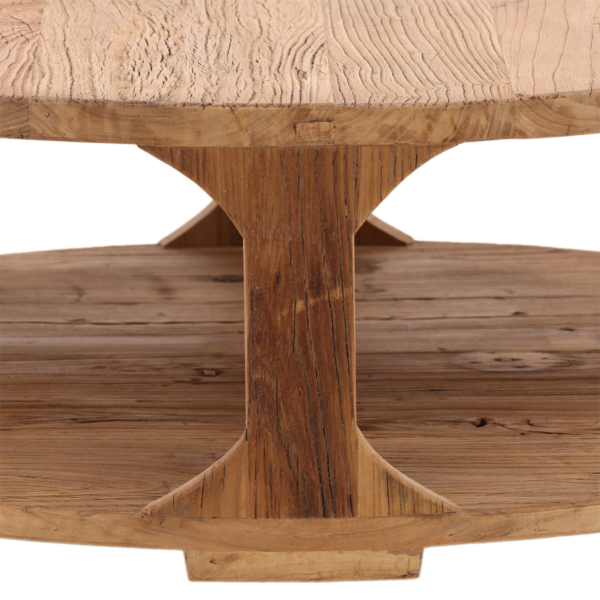 Round wood coffee table, base