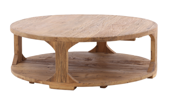 Round wood coffee table