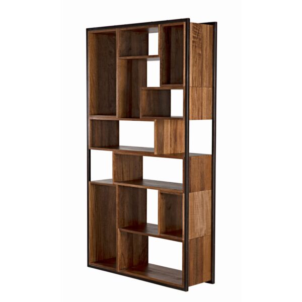 Noir walnut and iron bookcase profile view