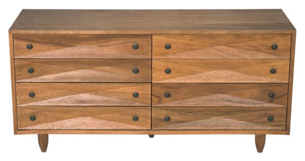 Large wood chest of drawers with diamond pattern front, front