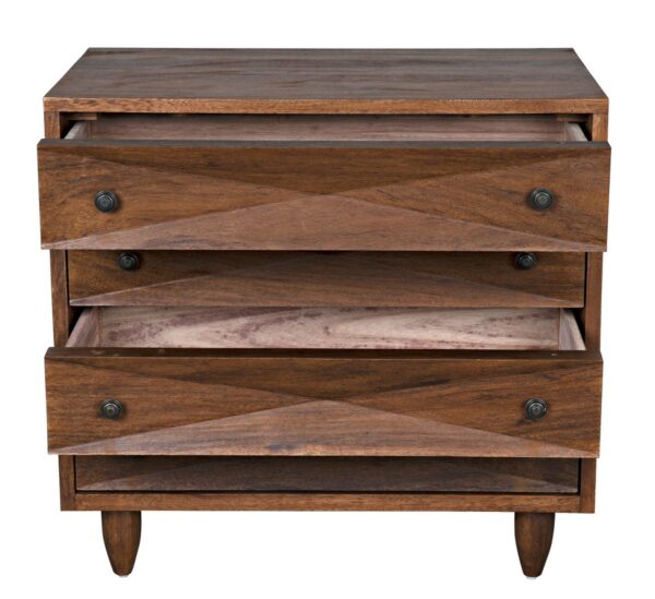 Small chest of drawers in dark walnut by Noir Furniture, open