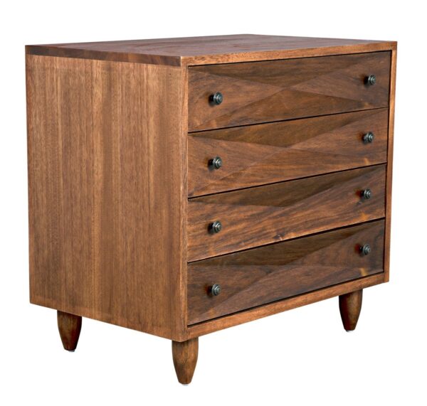Small chest of drawers in dark walnut by Noir Furniture, side