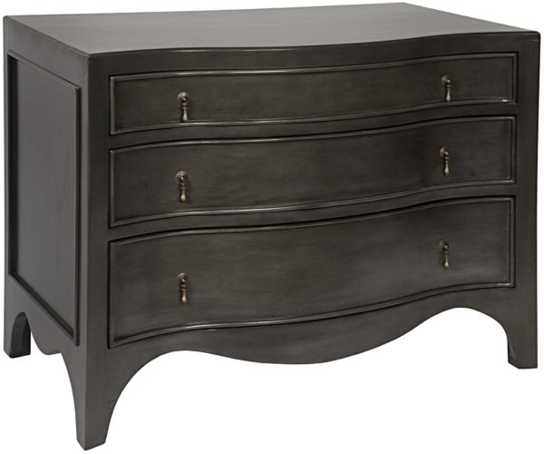 black wood dresser with 3 drawers