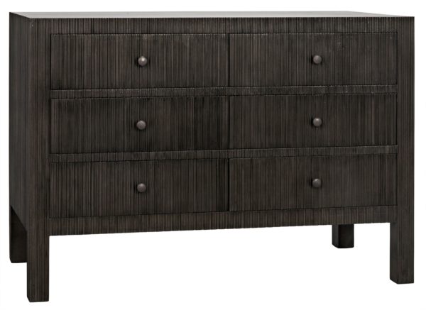 dark wood dresser with 6 drawers