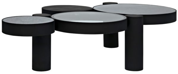 black coffee table with circles