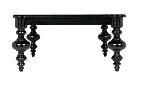 Noir black coffee table with turned legs