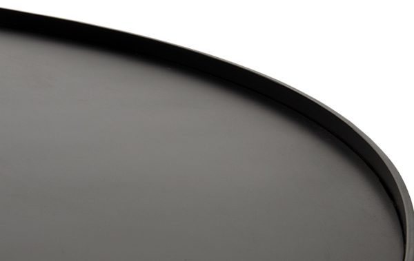 black round woodd coffee table close up