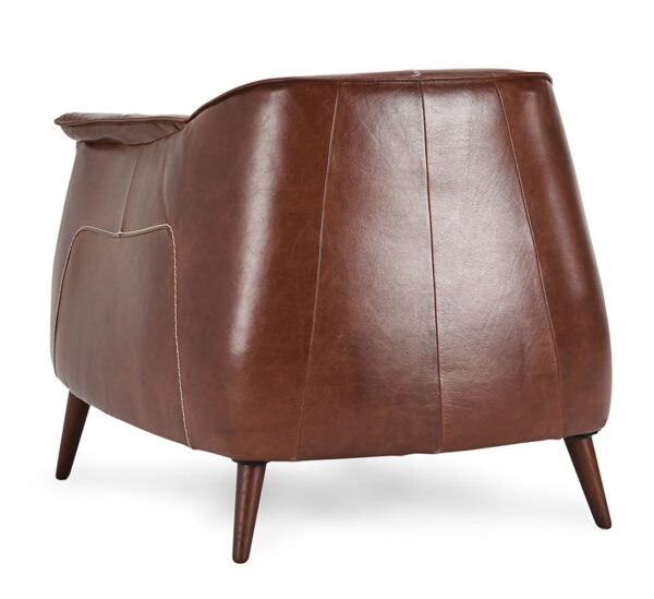 Brown leather club chair, back
