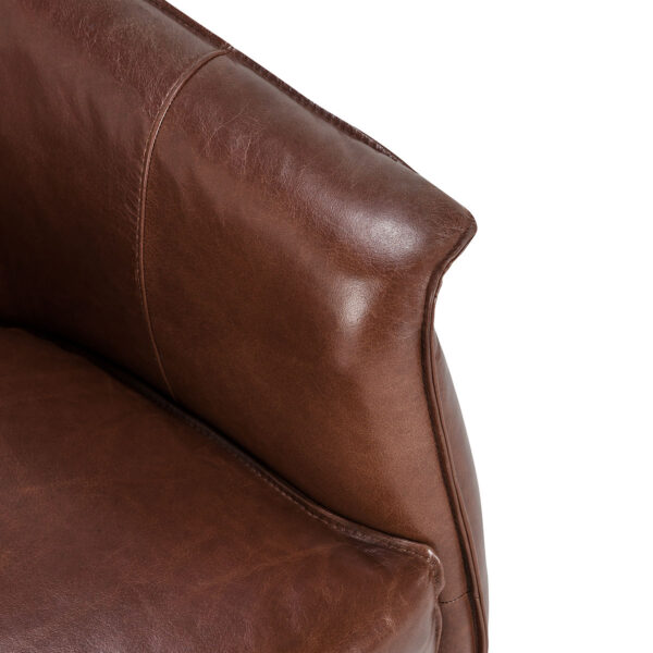 Brown leather club chair, arm