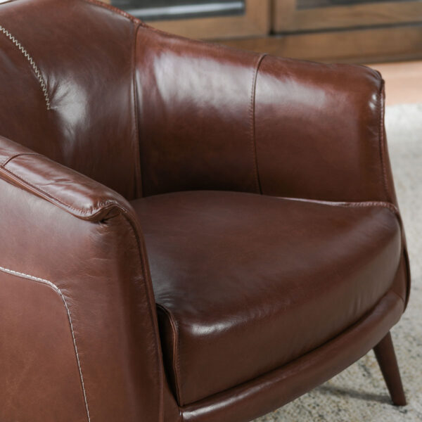 Brown leather club chair, seat