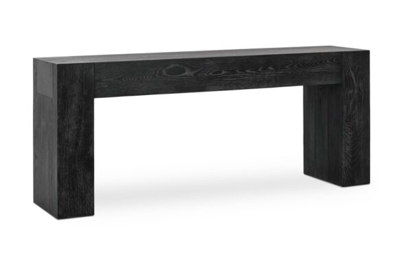 Black solid oak wood console table