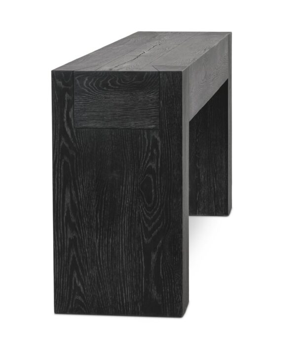 Black solid oak wood console table, profile