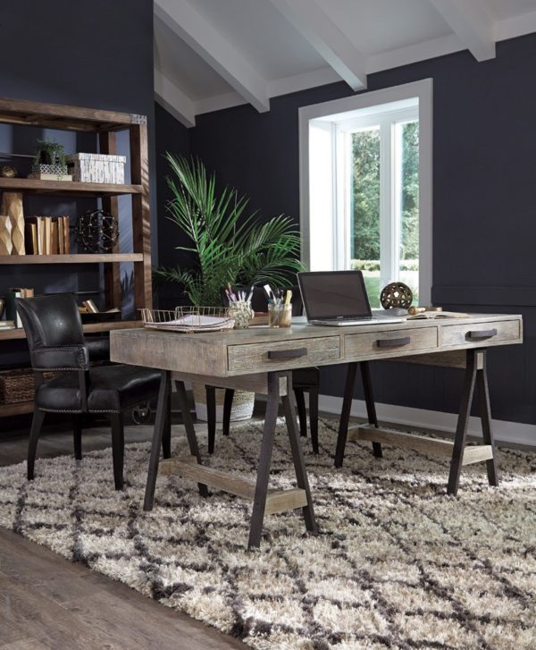 black leather dining chair in office space