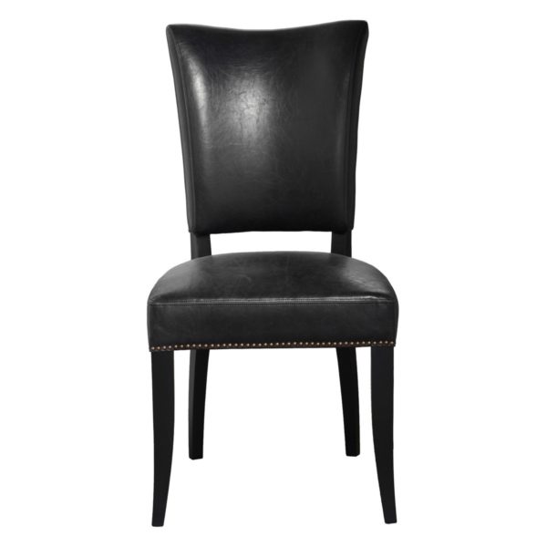 leather dining chair with nailheads front view