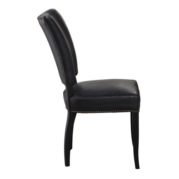 leather dining chair with nailheads side view