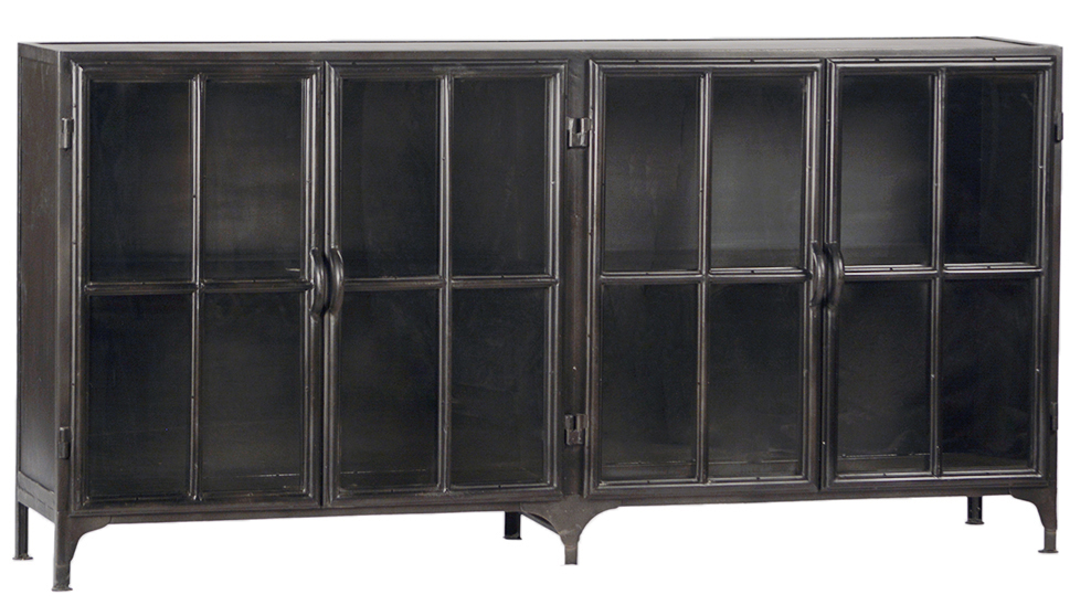 72″ York Black Iron and Glass Sideboard TV Cabinet