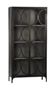 Black Tall Metal Cabinet with Glass Doors