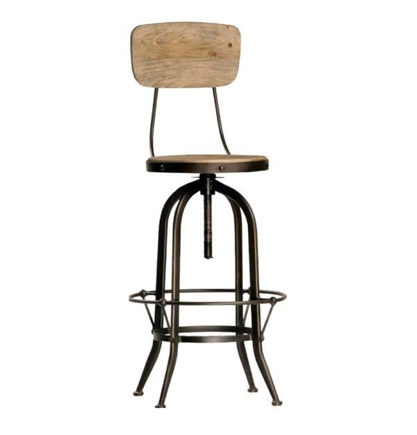 reclaimed wood and iron barstool