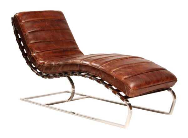 Leather lounge chair with chrome legs