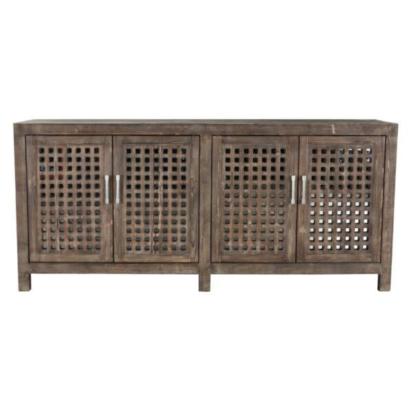 reclaimed wood lattice sideboard front view