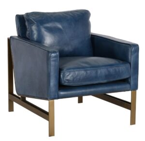 Chazzie Blue Leather Club Chair