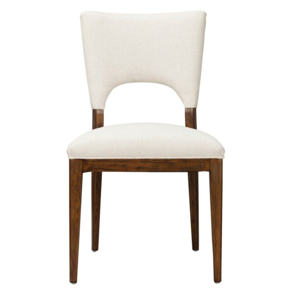 ivory dining chair with wood frame front view