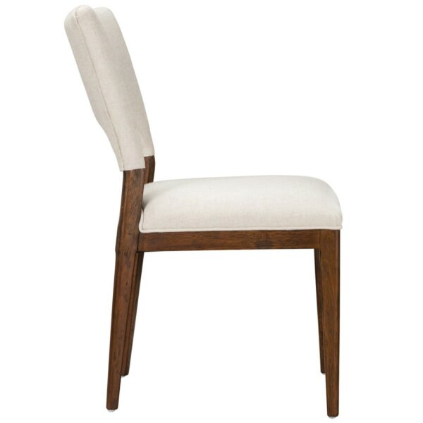 ivory dining chair with wood frame side view