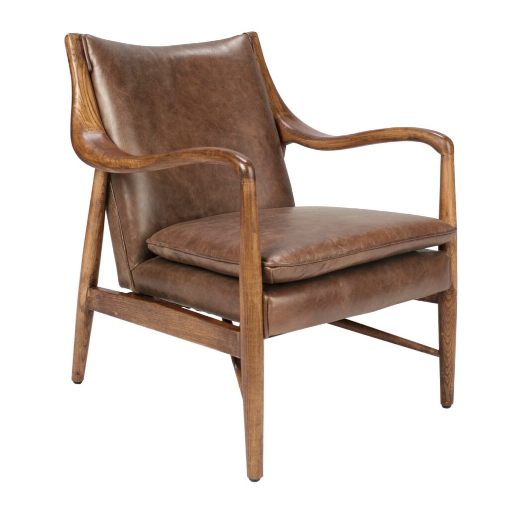 Kiannah Leather and Wood Club Chair