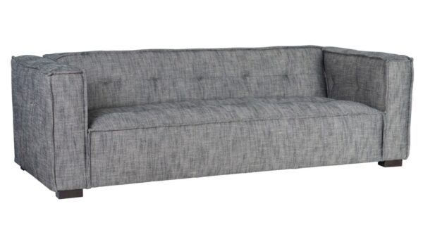 Grey fabric sofa with square arms