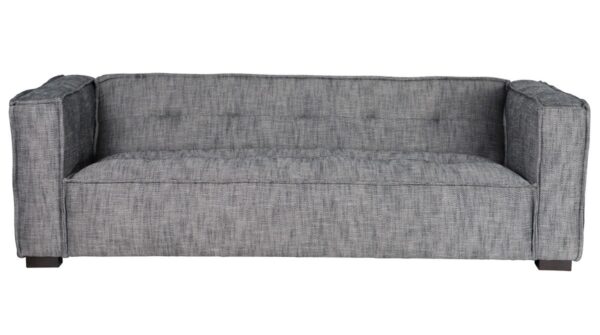 Grey fabric sofa with square arms