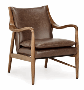 Kiannah Leather and Ash Wood Club Chair (Set of 2)