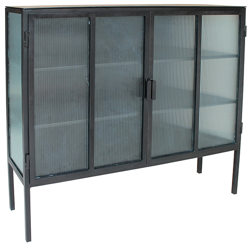 glass and iron cabinet