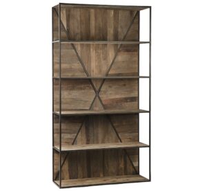 77″ Tall Braska Reclaimed Wood and Iron Bookcase