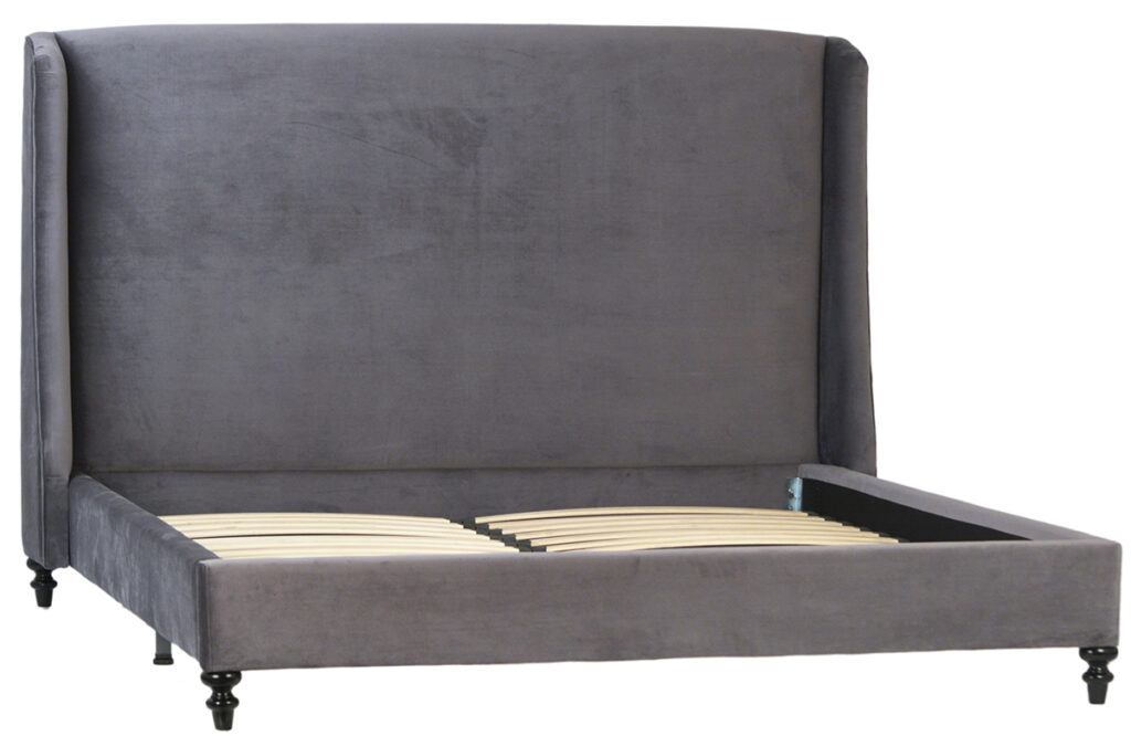 Sheldon Grey Velvet Bed