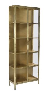 84” Tall Wilkins Antique Brass Glass Cabinet