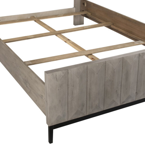 Greywash wood bed, detail