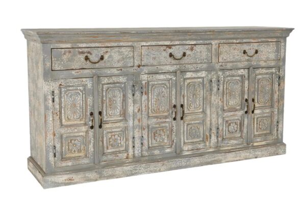 Blue grey rustic sideboard with doors and drawers